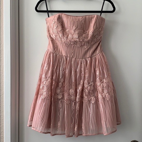 Pink Sequin strapless Bebe dress, size 6 - Picture 1 of 6